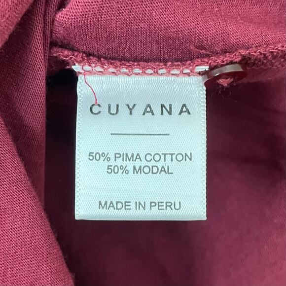 Cuyana Top Womens Medium Red Pima Cotton Modal Knit Pajama Shirt Loungewear - Picture 11 of 13